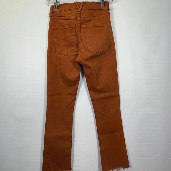 Veronica Beard Rust Raw Hem Carly Kick Flare High Rise Denim Jeans Size 24 - Picture 4 of 9